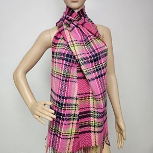 Softer Than Cashmere Scarf Pink Plaid Fringed Scarf Barbiecore Career Outdoors